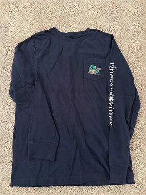 Vineyard Vines Navy Crewneck Tee with Whale Logo